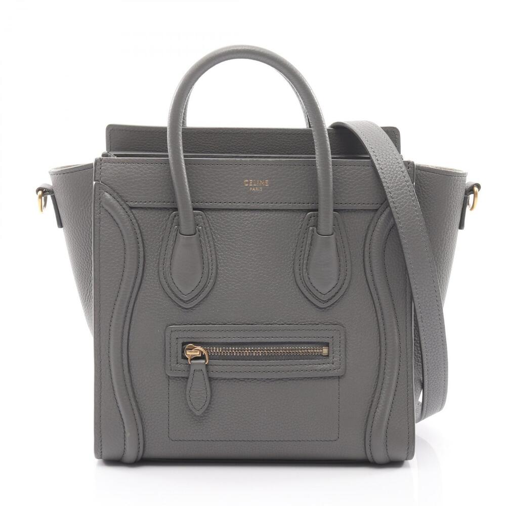 Celine Luggage Shopper Handbag Leather Gray